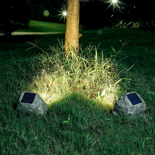 amazon outdoor solar spotlights simulated stone floodlights LED landscape garden lights white and warm two levels adjustable
