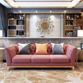 美式轻奢布艺沙发现代简约组合整装小户型单人二人三人位乳胶沙发