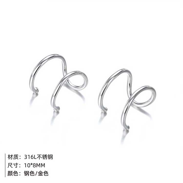 Simple Stainless Steel Double C Earrings No Pierced Geometric Gold-plated Ear Clip Earrings For Women display picture 1