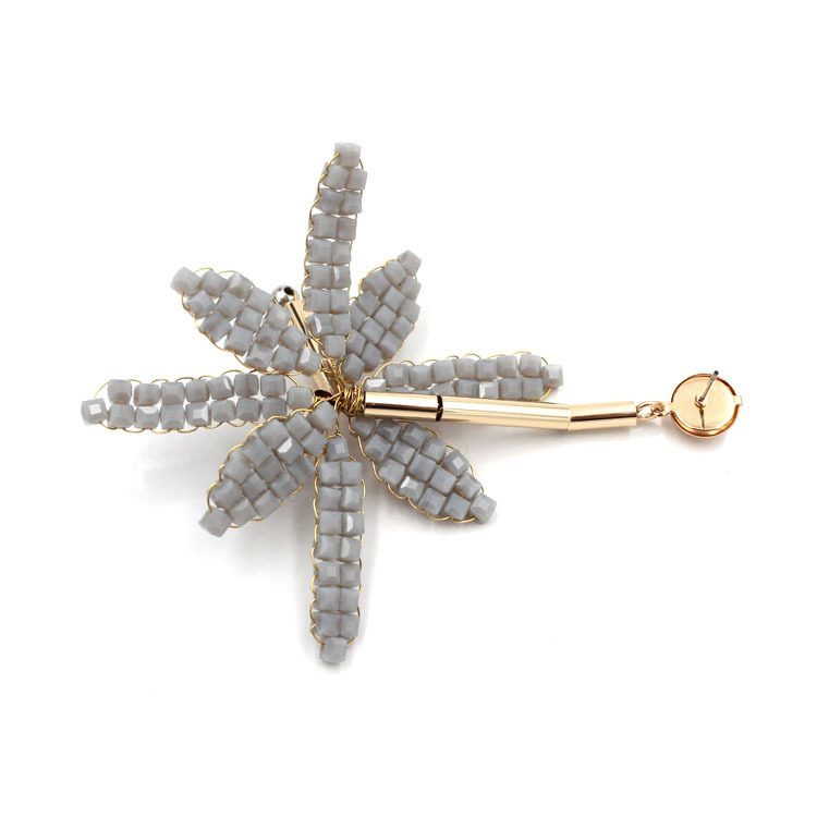 19欧美新品耳饰创意民族风手工串珠耳坠编织五瓣花复古耳钉批发