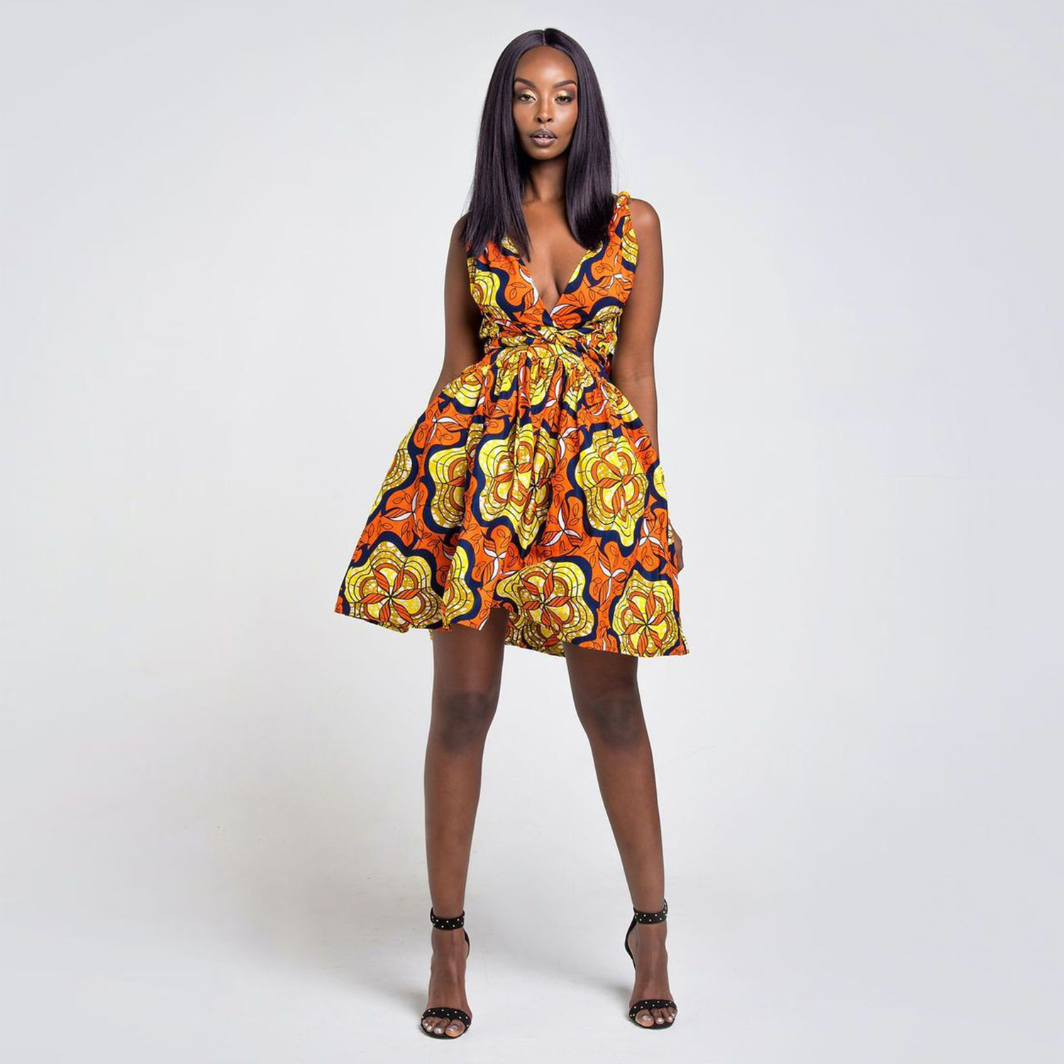 women s digital printing African style high waist dress nihaostyles clothing wholesale NSMDF71156