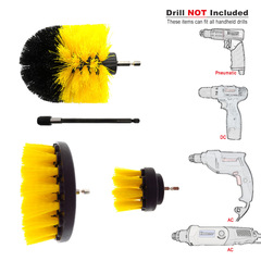 Foreign trade supply electric drill brush 4-piece set electric nylon hexagonal yellow cleaning brush plus extension rod combination set