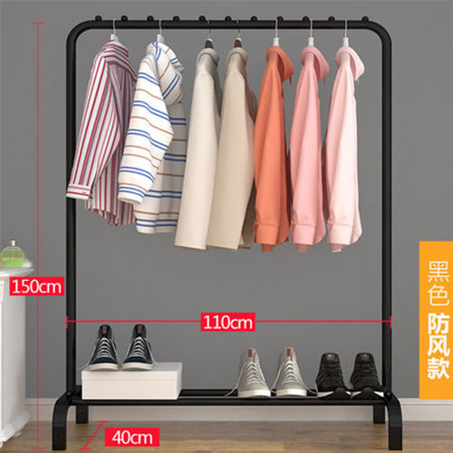 Multi-funcional piso perchero percha secado rack simple balcón interior a prueba de viento engrosada doble varilla ropa polo