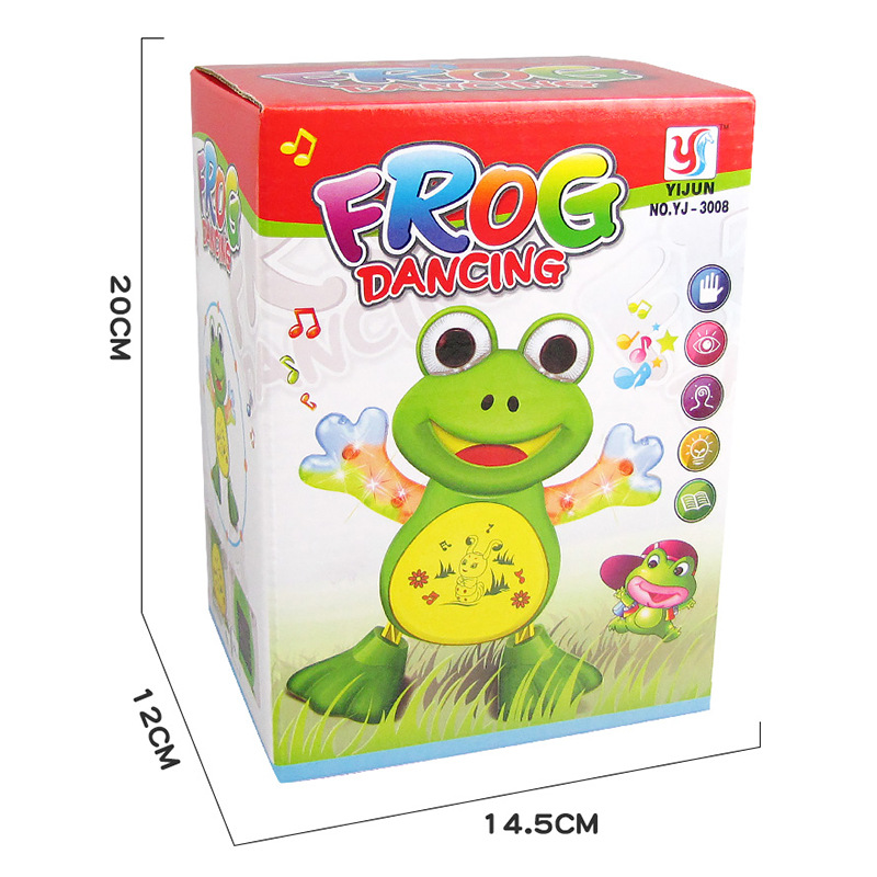 Tiktok mismo estilo cantando baile swing rana de dibujos animados luz eléctrica puesto música Venta caliente al por mayor juguetes