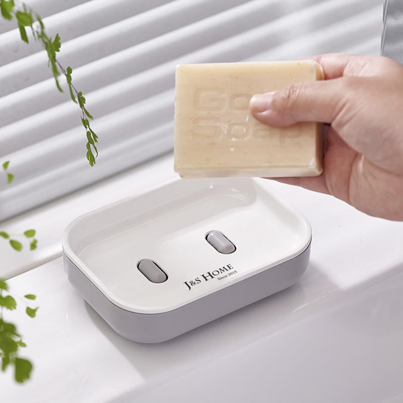 Estilo nórdico suministros de baño jabonera inferior soporte de jabón antideslizante bandeja de jabón de doble capa caja de jabón de filtro de agua de drenaje