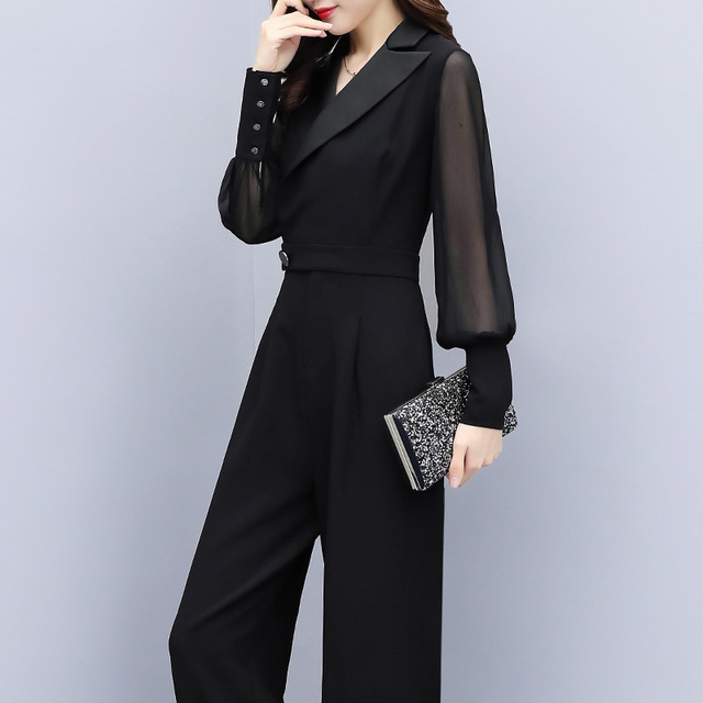 Chiffon Jumpsuit pants new casual broad-legged pants autumn