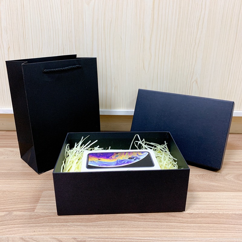 礼品盒黑色护肤品包装盒长方形天地盖礼盒情人节杯子小挎包礼物盒