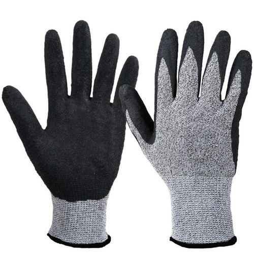 Factory direct supply 5-level enhanced cut and puncture resistant knife-cut wear-resistant nitrile dipped work safety gloves with added thickness for industrial use.