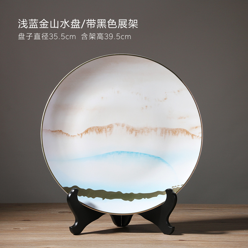 Placa de cerámica placa decoración placa colgante nuevo estilo chino salón entrada vino gabinete artesanía decoración al por mayor