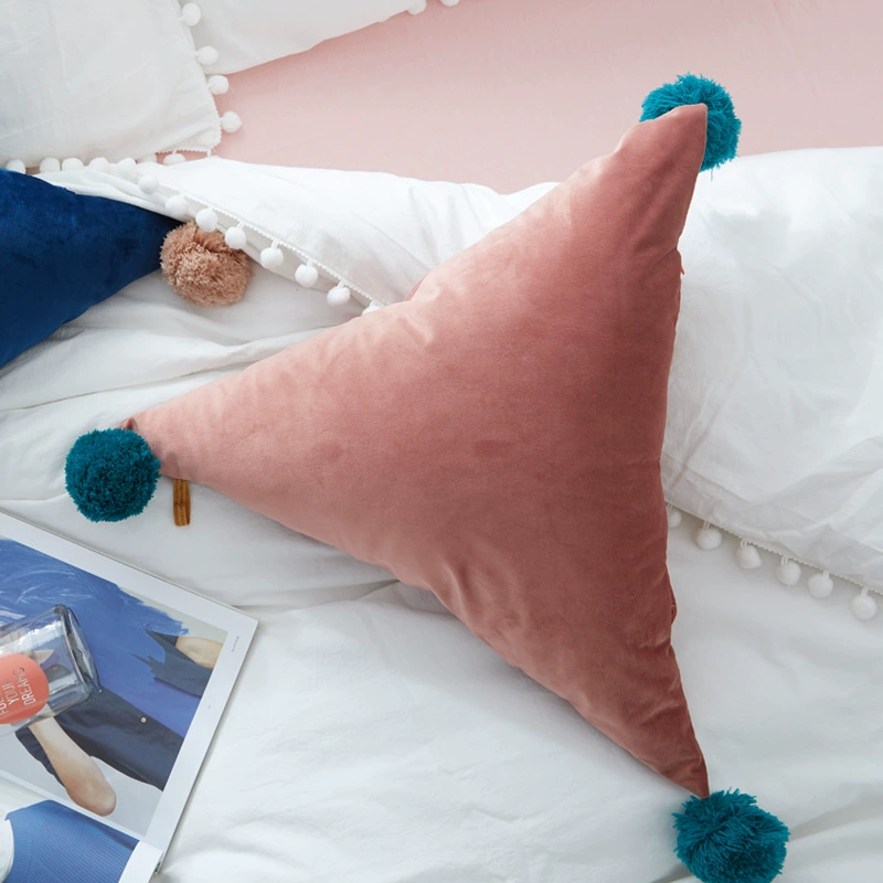 Creative funny triangle color hair ball pillow cute net red children hanging balls with pillow home decoration alien pillow