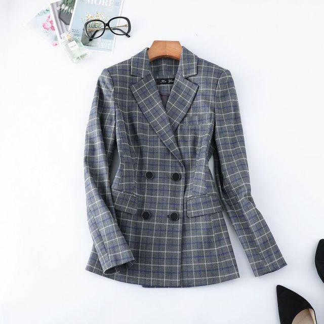 Grid casual fashion suit jacket Spring and Autumn new suit jacket