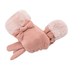 Women's Faux Fur Mittens with Warm Fleece, Korean Style, Trendy Butterfly Cute Version, Mitten Glove Manufacturer Wholesale