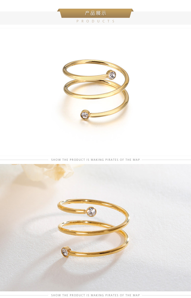 Zircon Inlay Material PVD Coated 18K Gold Plated Titanium Steel Korean Style Waterproof Non Tarnish