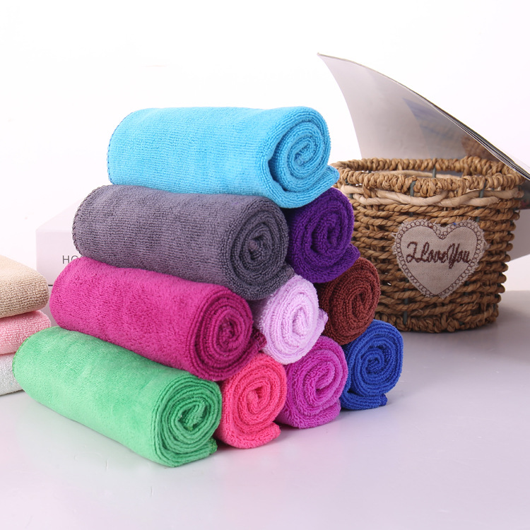 厂家批发 超细纤维小方巾 纯色礼品毛巾幼儿园小方巾 多色可选