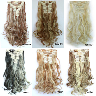 厂家批发外贸爆款假发 化纤假发片卡子发12件套接发片 亚马逊热销