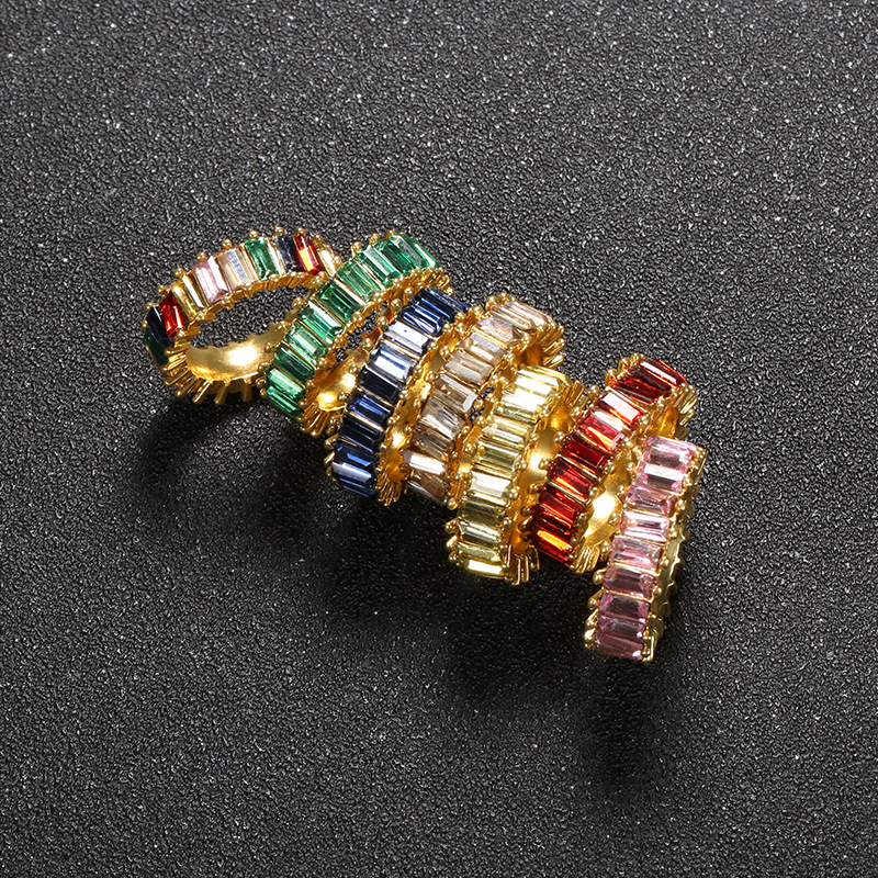 8g Weight Simple Style Rectangle Glass Alloy Wholesale Rings