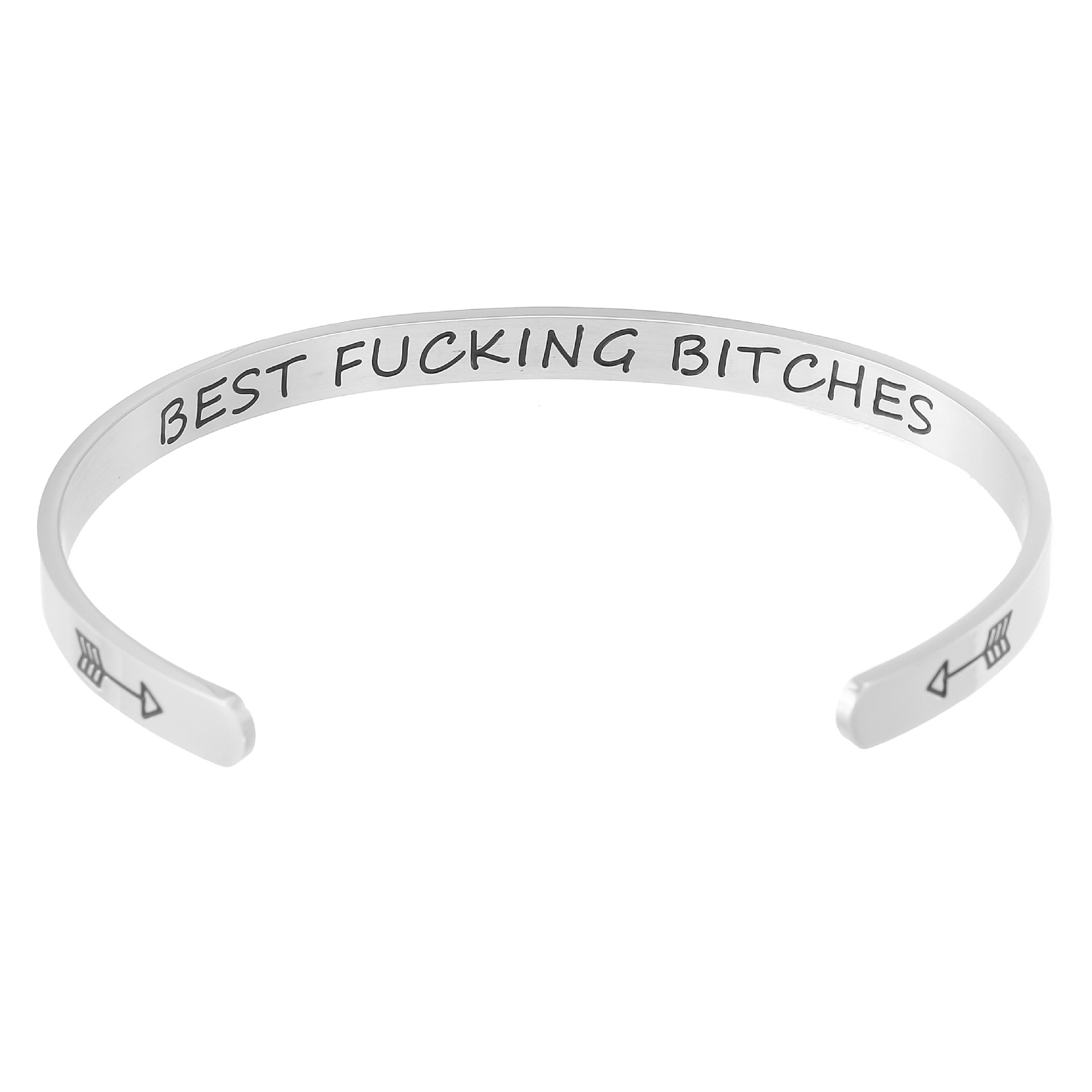 Yunna AliExpress Amazon nueva pulsera de doble flecha Keep fucking going pulsera de acero inoxidable