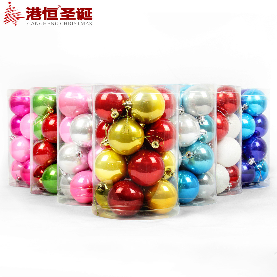 4cm8cm BOLA DE Navidad 16 barril rojo y blanco perla Bola de decoración de Navidad paquete brillante bola de plástico de galvanoplastia