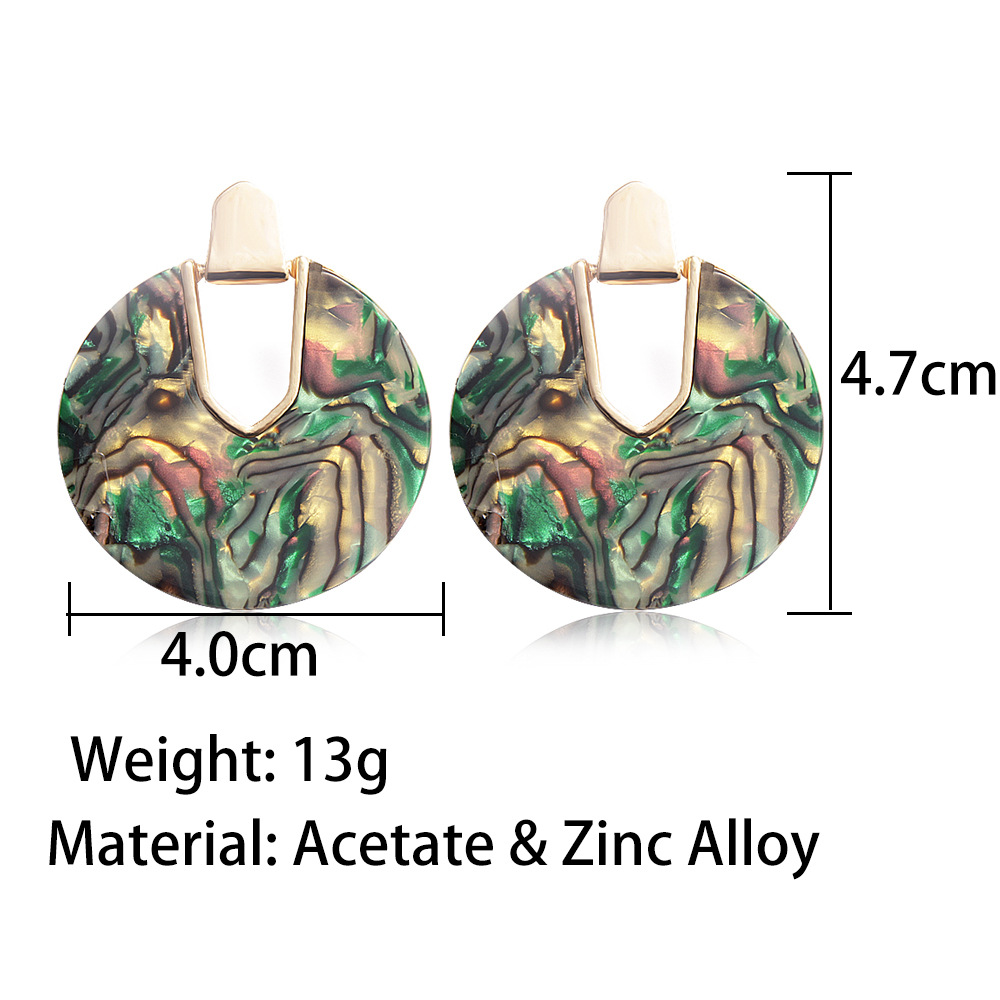 Retro Round Pendant Acrylic Earrings display picture 1