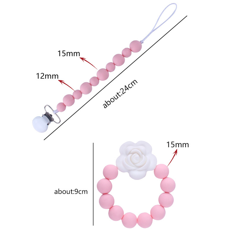 Productos del bebé silicona teether bebé flor dibujos animados silicona juguete teether chupete traje