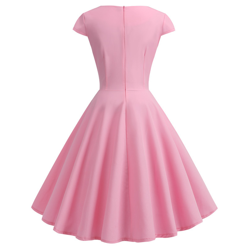 Swing Dress Dresses Type Wholesale Women's Elegant Sexy Solid Color Banquet V Neck Short Sleeve Swing Dress
