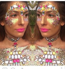 PARTYJOY electronic face stickers, eyebrow stickers, face stickers, resin diamonds, carnival diamond stickers, masquerade face decoration diamonds