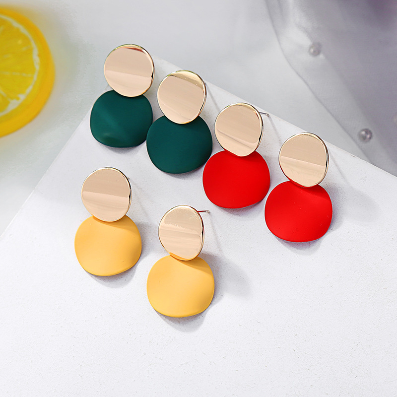 Korean Version Of S925 Silver Pin Earrings Fashion Contrast Color Earrings Drip Oil Earrings display picture 2