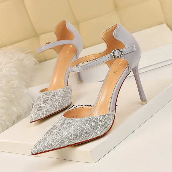 Night Club Hollow Super High heels Shallow Point Mesh Hollow-out  