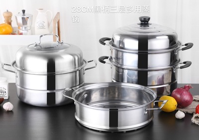 Manufactor Direct selling Stainless steel double-deck steamer 28CM three layers steamer wholesale customized Promotion gift gift Cookware