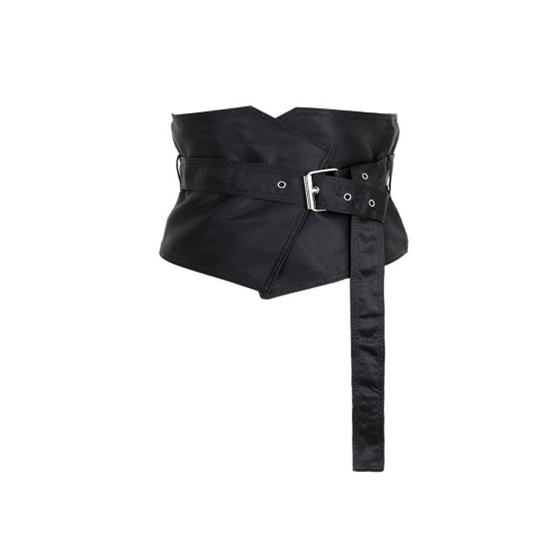 欧美风格时尚修身超宽布腰带 针扣裙子大衣衬衫外搭女士腰封|ru