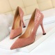 278-11 European and American fashion simple high-heeled suede stitching SNAKE-GRAIN women's shoes sexy slim nightclub single-shoe high-heeled shoes