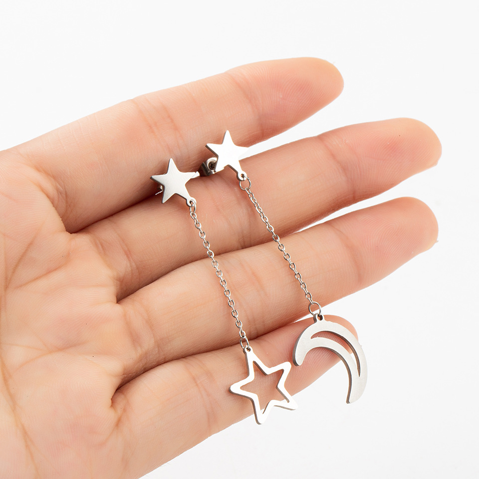 Fashion Moon Star Tassel Drop Water Earrings display picture 10