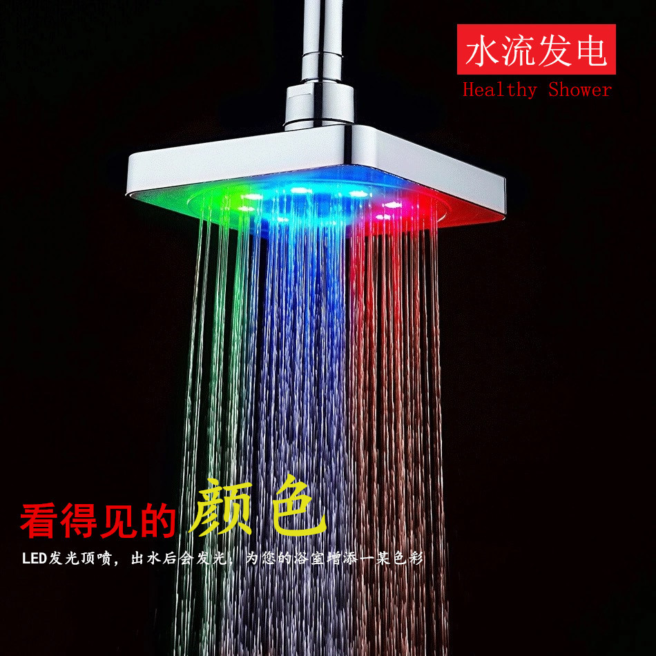 The manufacturer supplies 6-inch ceiling shower heads with LED temperature control and seven-color self-changing bathroom shower heads with square ceiling spray details Picture