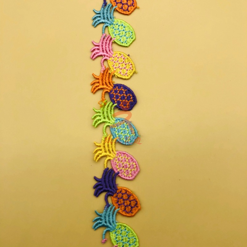 厂家直销 现货供应樱桃菠萝水果水溶花边 窗帘头饰发饰服装辅料