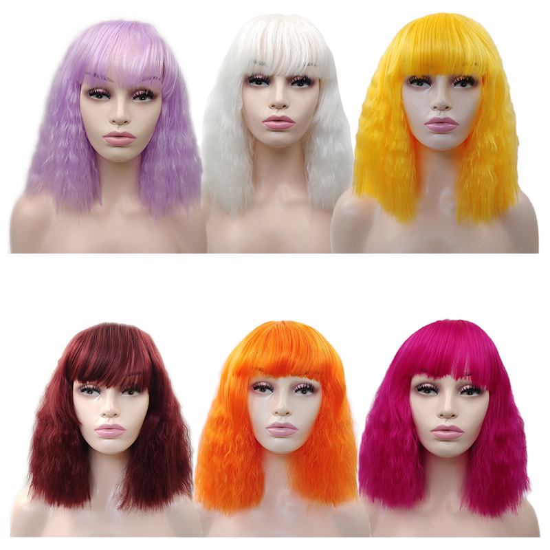 Corn Perm nightclub performance wig Cosplay color explosive head fireworks perm broom head wig factory outlet