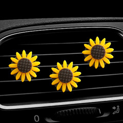 Sunflower Air Vent Scent Diffuser Car Air Conditioner Decor Holder, Sunflower Scented Car Interior Decor Flower Ornament