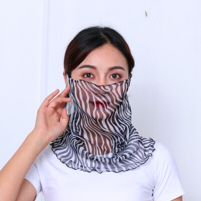 围脖女挂耳 韩版雪纺口罩小丝巾春夏套头 百变魔术围脖防晒面纱巾|ms