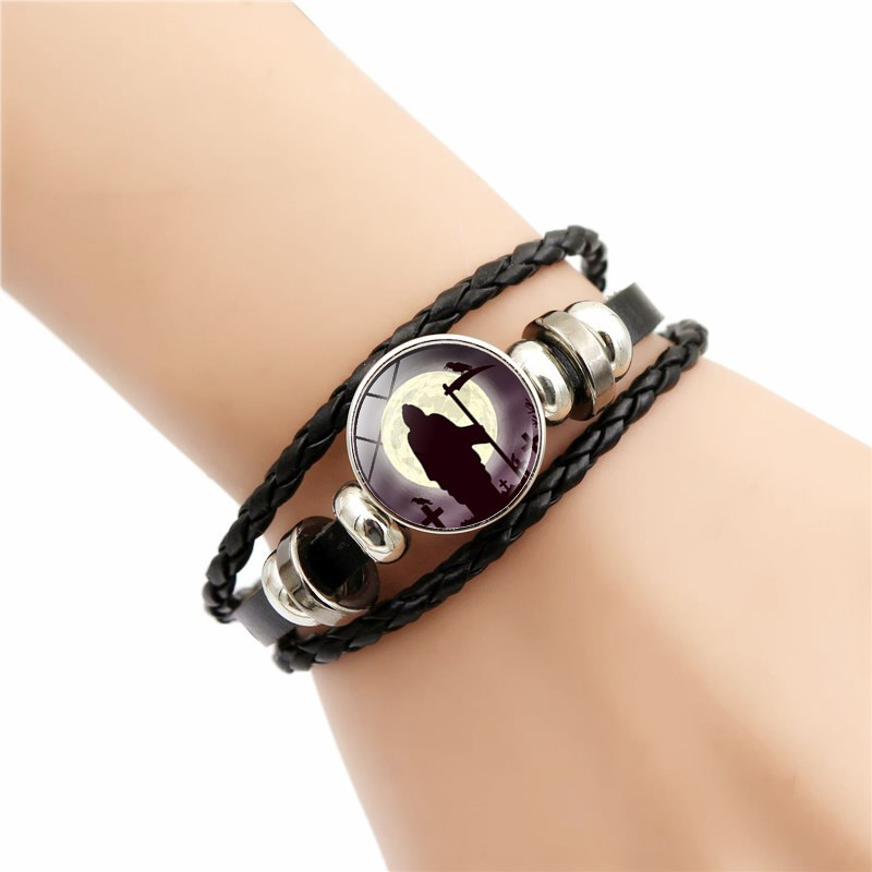 Braccialetto di Halloween da donna con gemme del tempo, gioielli con bracciale intrecciato di perline alla moda_voghion.com
