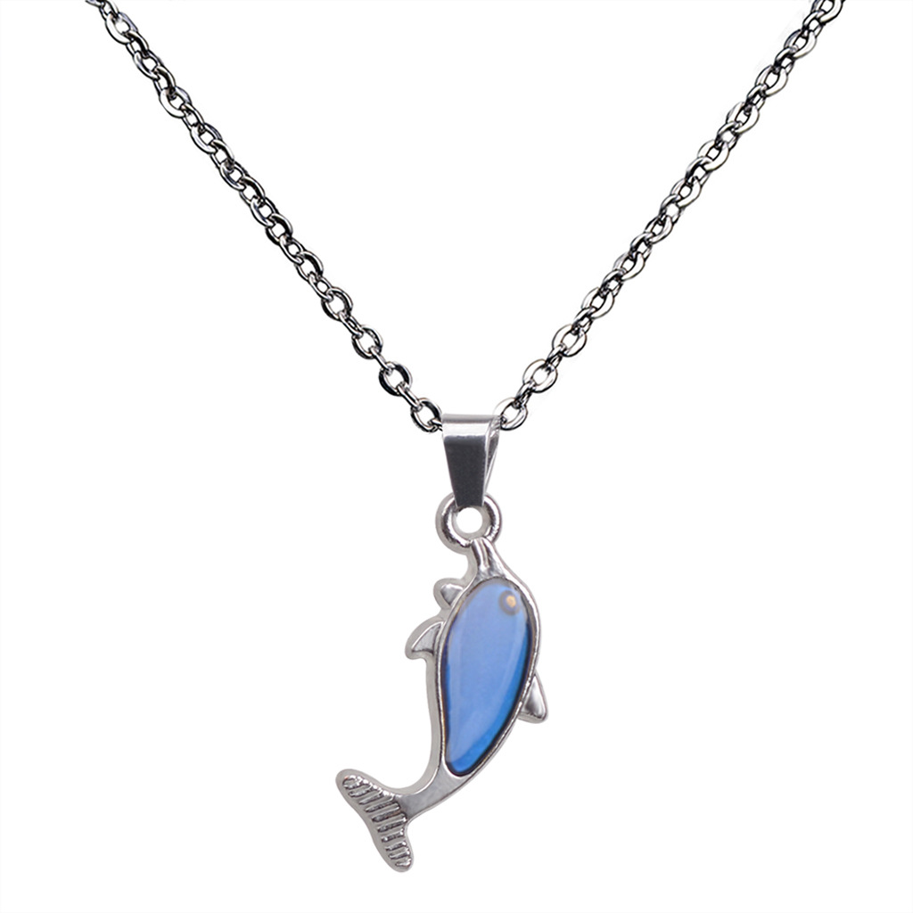 Fashion Dolphin Pendant Temperature-sensitive Pendant Stainless Steel Necklace display picture 4