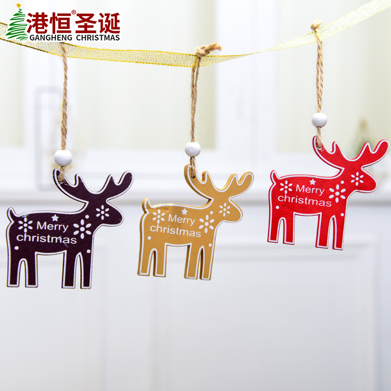 Creativo hueco madera ELK estrella de cinco puntas árbol de Navidad colgante vacaciones escena diseño decoraciones de Navidad colgante