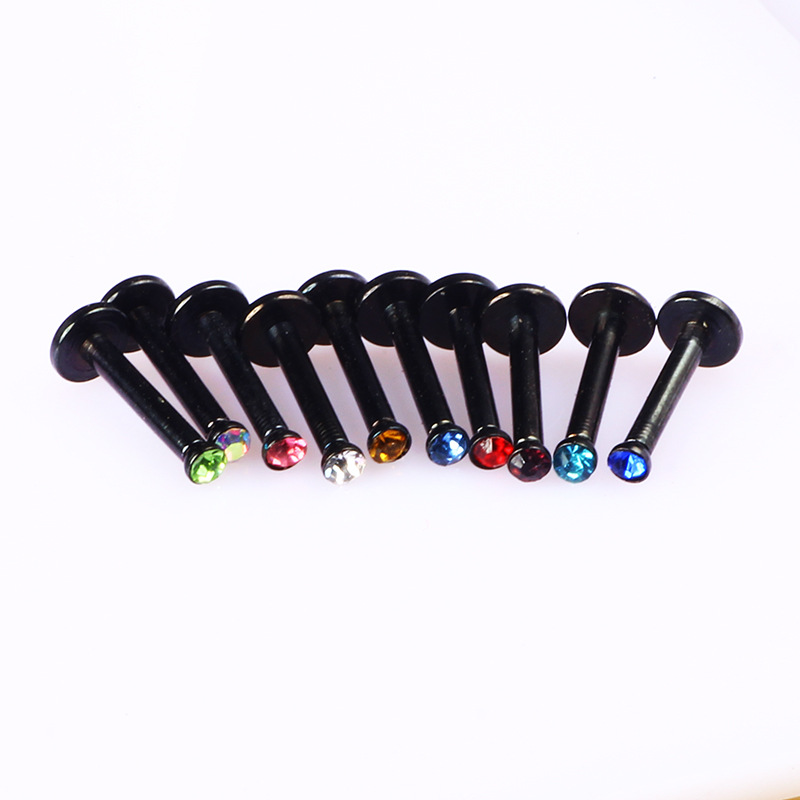 Stainless Steel Lip Flat Bottom Mini 2mm Diamond Labret Stud Ear Bone Nail Inner Tooth Body Piercing Jewelry detail image 10