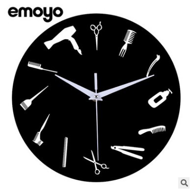 Acrílico mudo reloj decorativo dormitorio sala de estar herramientas de corte de pelo 12 pulgadas creativo personalidad simple reloj de pared