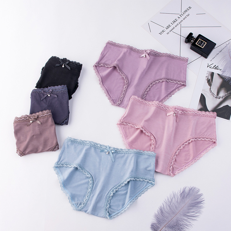 2019新款内裤女大码高弹力莫代尔棉内档裸感裤中腰女士三角裤批发