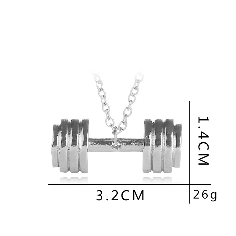 New Fashion Fitness Necklace Sports Barbell Pendant Necklace Clavicle Chain Wholesale display picture 2