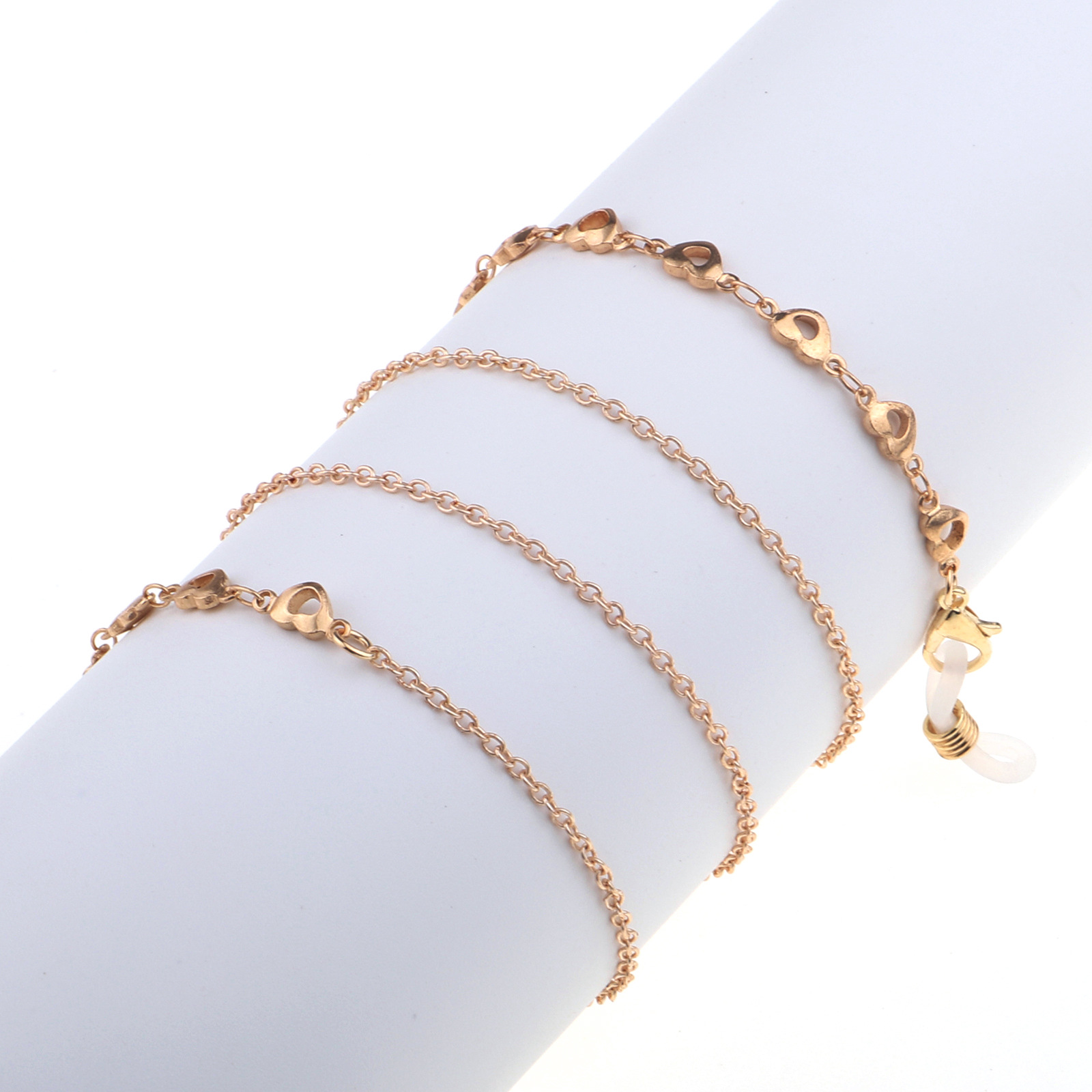 15g Weight Metal Material Gold Color Fashion Hollow Heart Glasses Chain 无