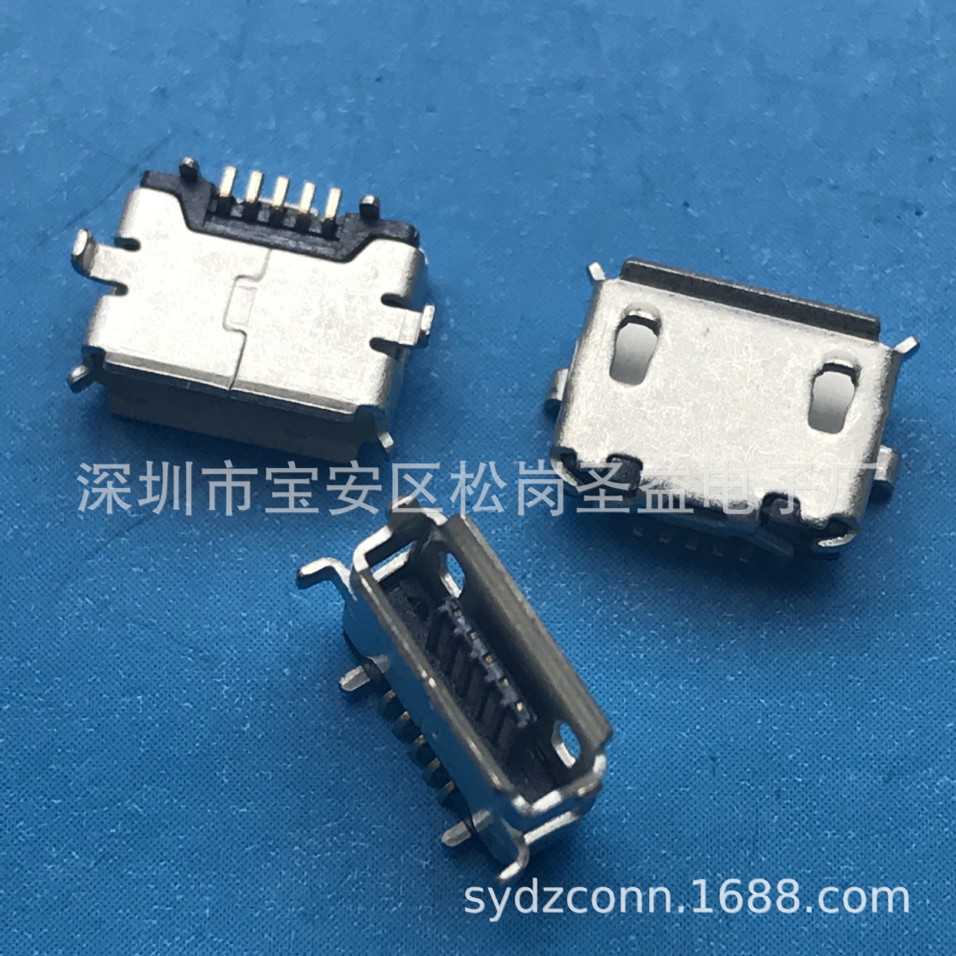 立插Micro 5P usb母座 180°直插加高1.0平口 H=6.0mm直边-阿里巴巴