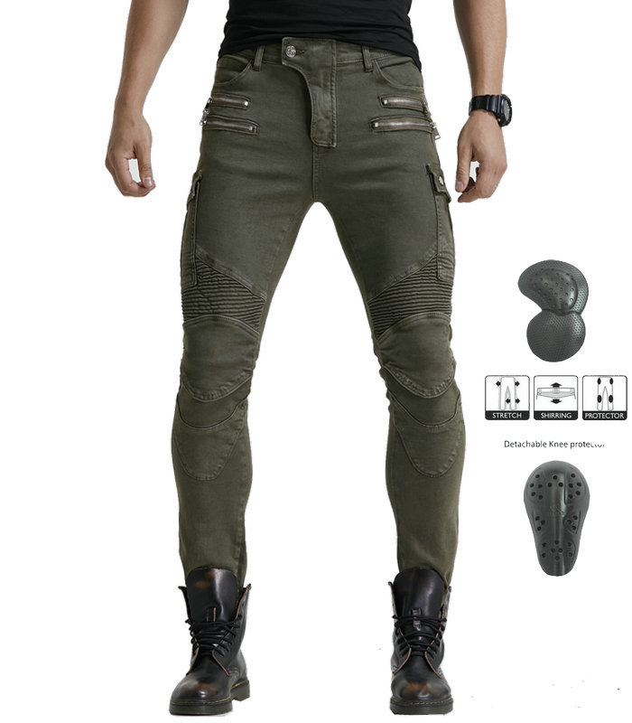 2018 productos genuinos Volero/motocicleta pantalones vaqueros de equitación casuales pantalones anti-caída de la motocicleta Pantalones rectos delgados