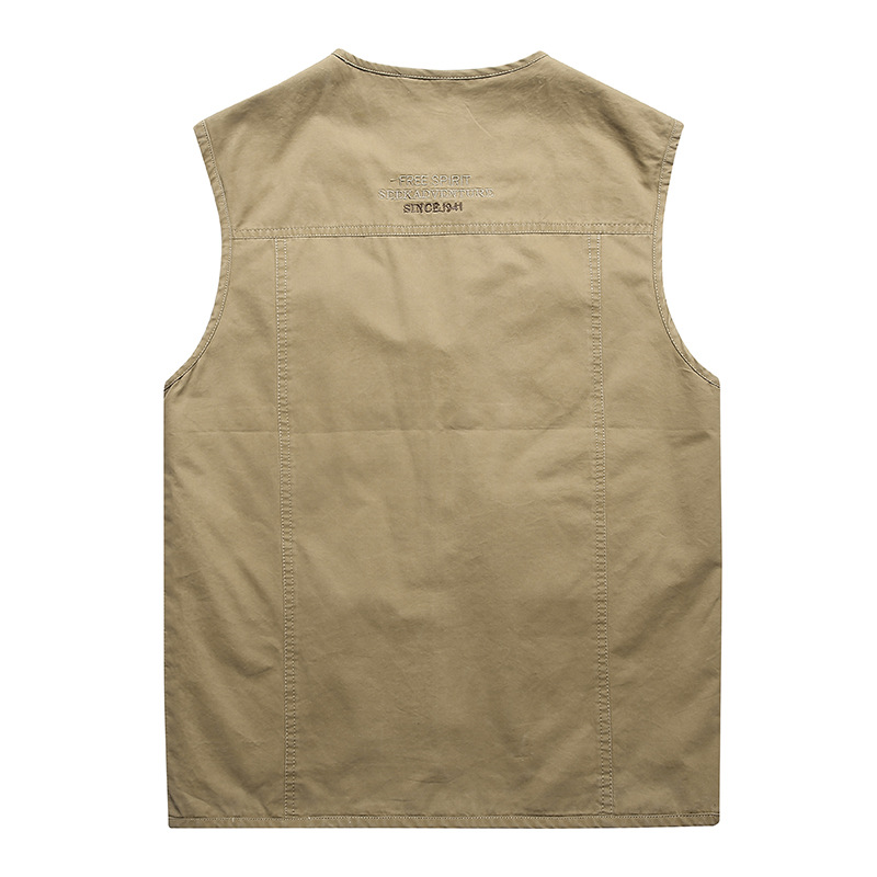 2805 primavera y otoño transfronteriza hombres de mediana edad y ancianos casual v-cuello Chaleco de algodón chaleco papá multi-Bolsillo chaleco