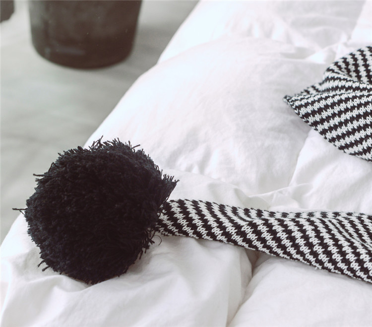 Lehká luxusní severská jednoduchá celobavlněná černá keprová deka do hotelové ložnice, vlněná deka, povlečení_voghion.com