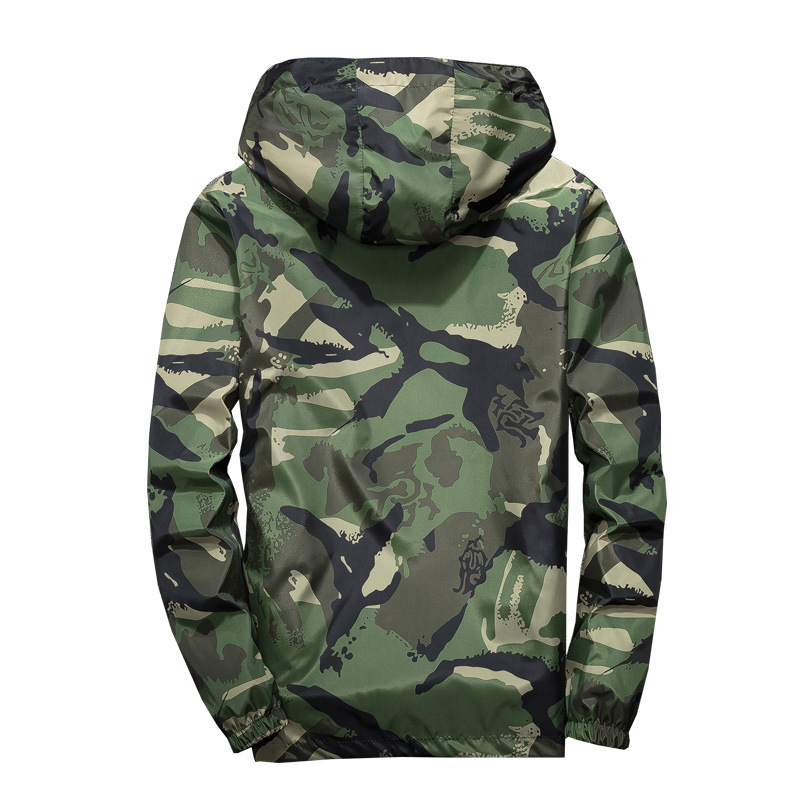 Cross border special large size spring and autumn top couple thin student sports class clothing camouflage jacket men's Hooded Jacket trend